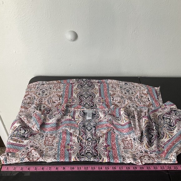 Catherines Top Women Sz 1x Floral Print Cold Shoulder Ruffle Detail Lightweight - Picture 12 of 14